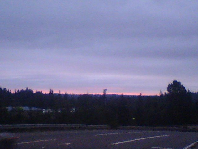 A nice view of the sunset waiting at the bus stop along I-405 and 160th (taken with a cell phone)