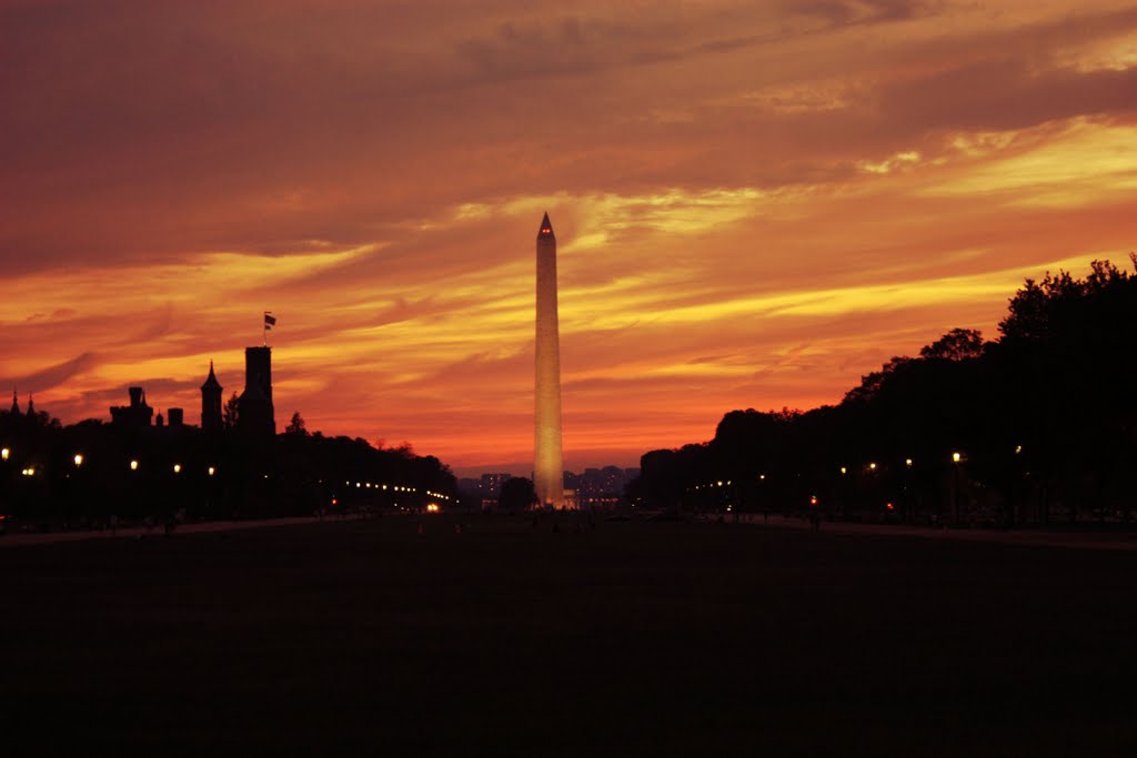 Washington monument at sunset