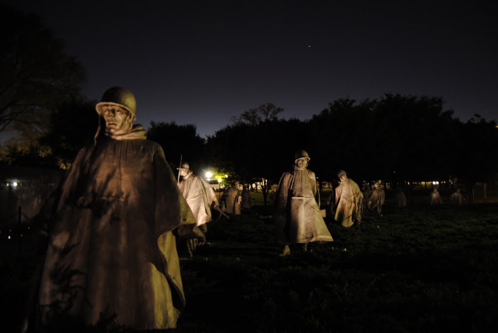 Korean War Veterans Memorial at night - Washington DC - USA