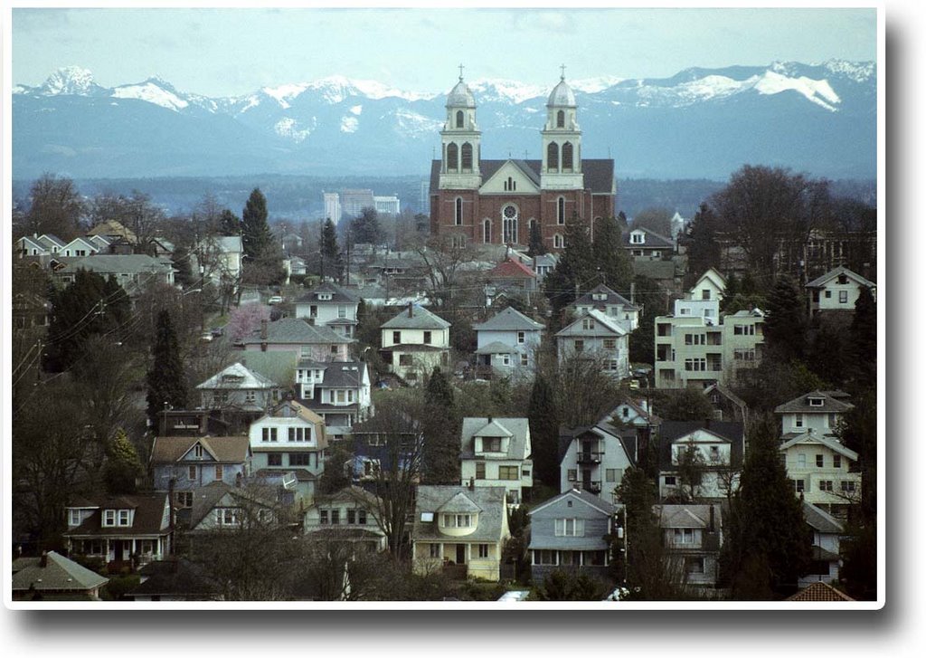 Immaculate Conception Church overlooks a Seattle neighborhood - 199803LJW