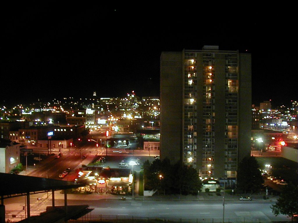 Night shot of Spokane from the 12th floor of the Double Tree Hotel