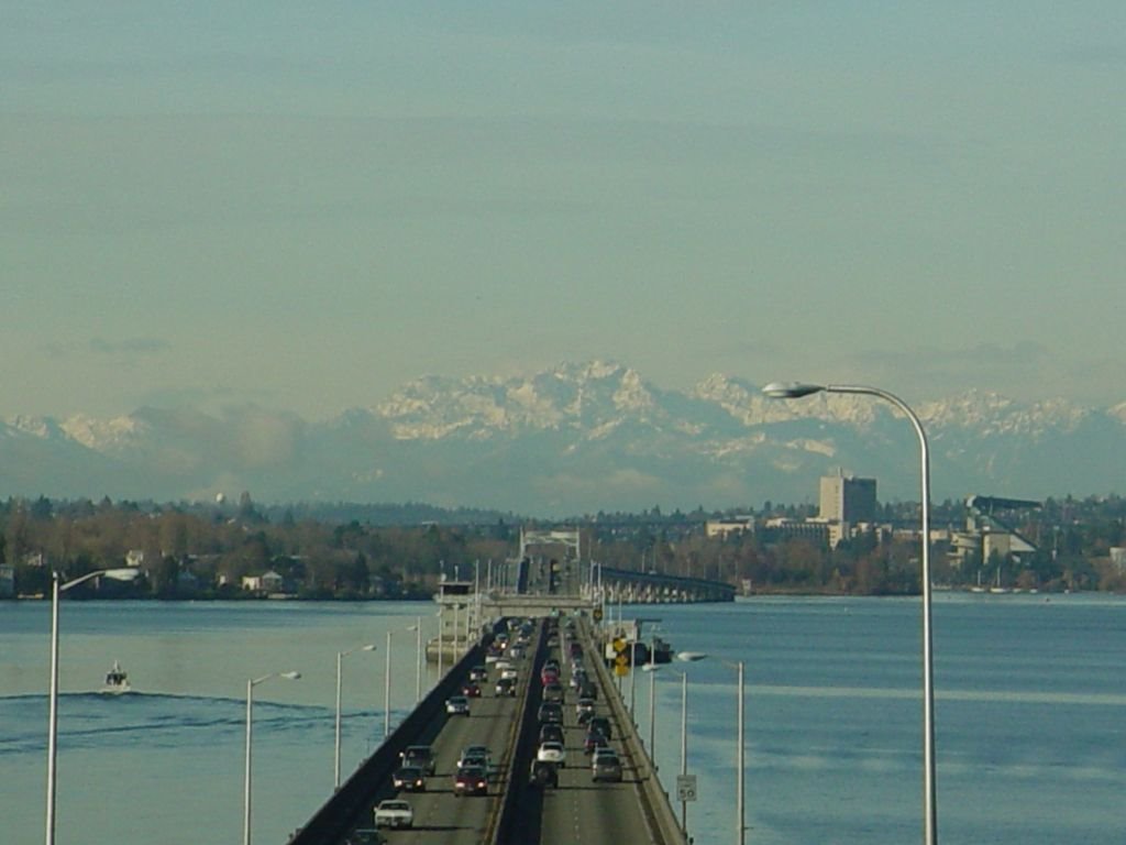 Evergreen Floating Bridge and Olympics