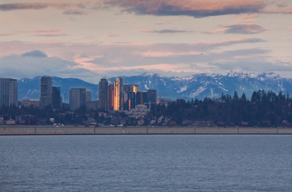 Downtown Bellevue from Seattle at sunset