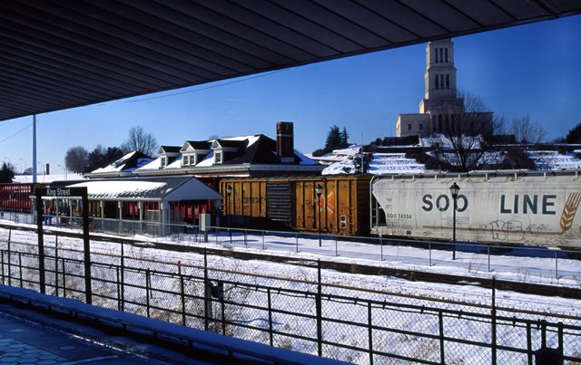 Alexandria Railroad Station, Masonic Temple, After a Blizzard