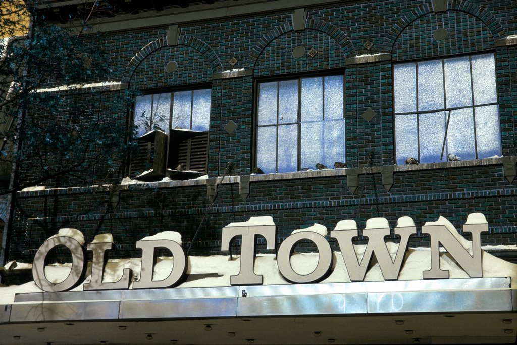 Snow on the facade of the Old Town Theatre