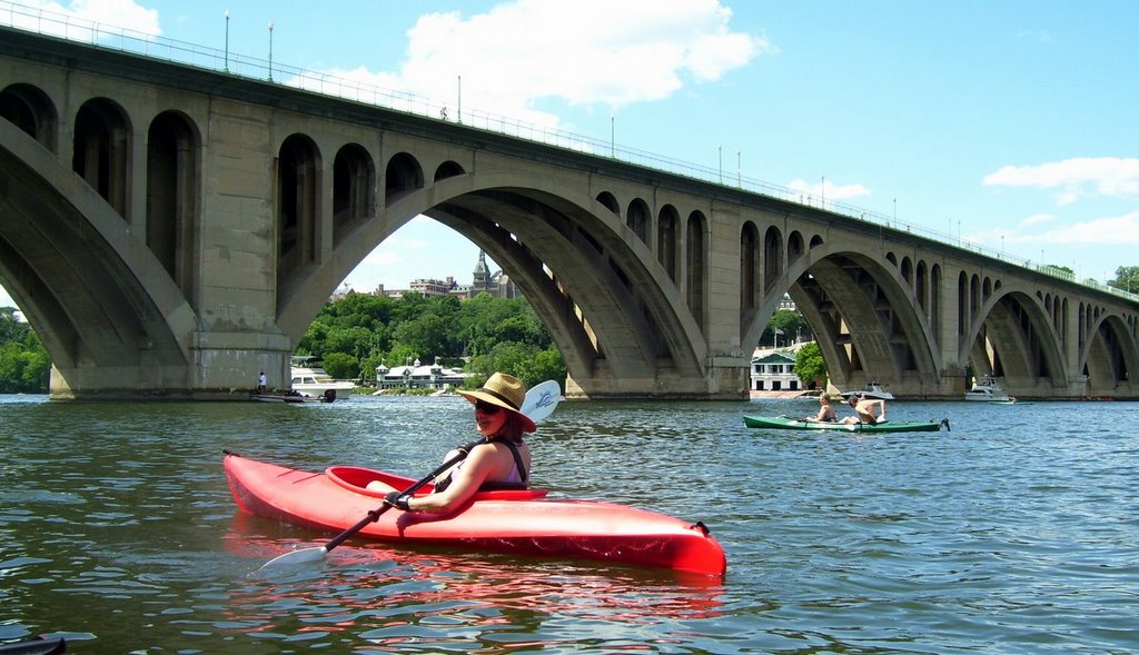 Kayakers near Key Bridge, Potomac River,  Georgetown, DC