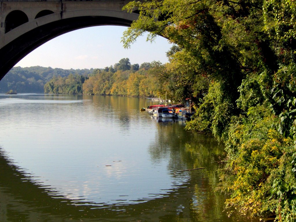 View of Potomac River, Key Bridge, Georgetown, DC
