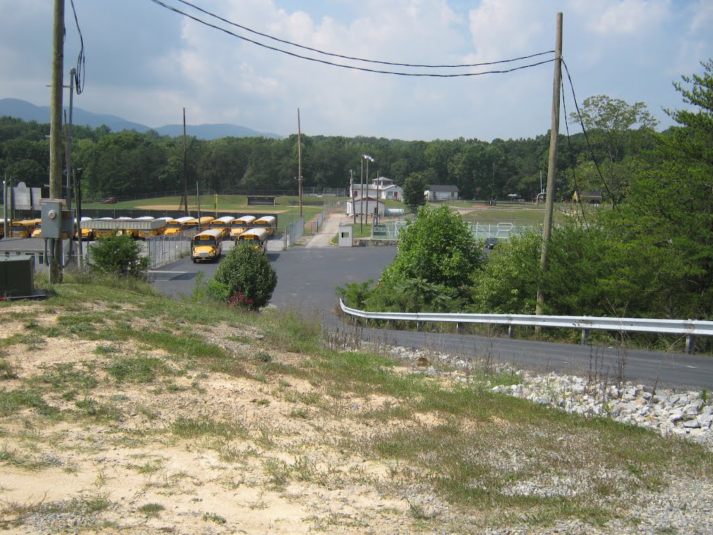 Down slope from soccer field