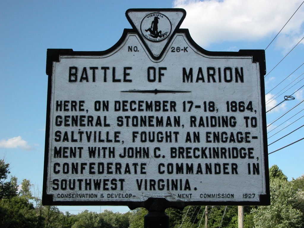 Battle of Marion Historical Marker, South Commerce Street, Marion, Virginia
