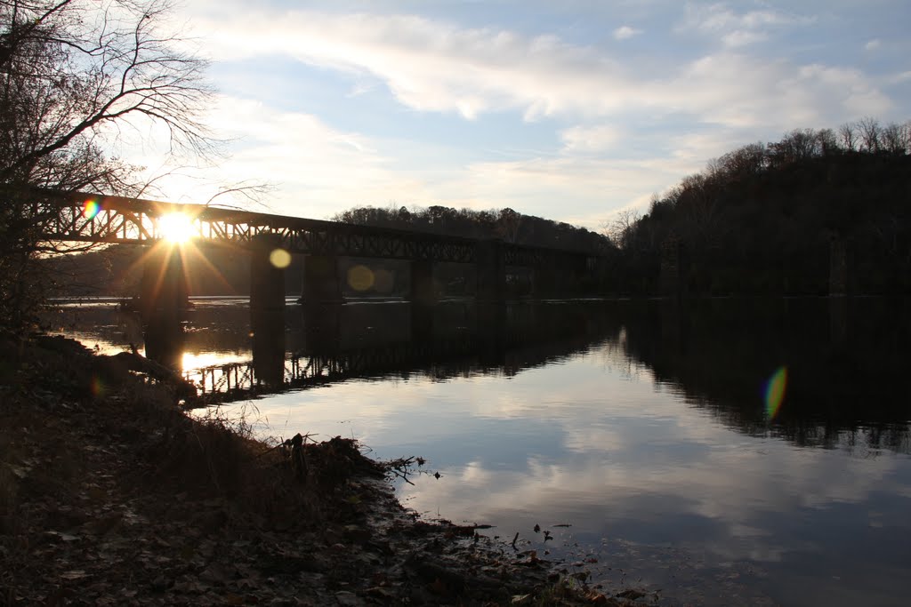 RR bridge at Sunset on the New River (Radford, Virginia)