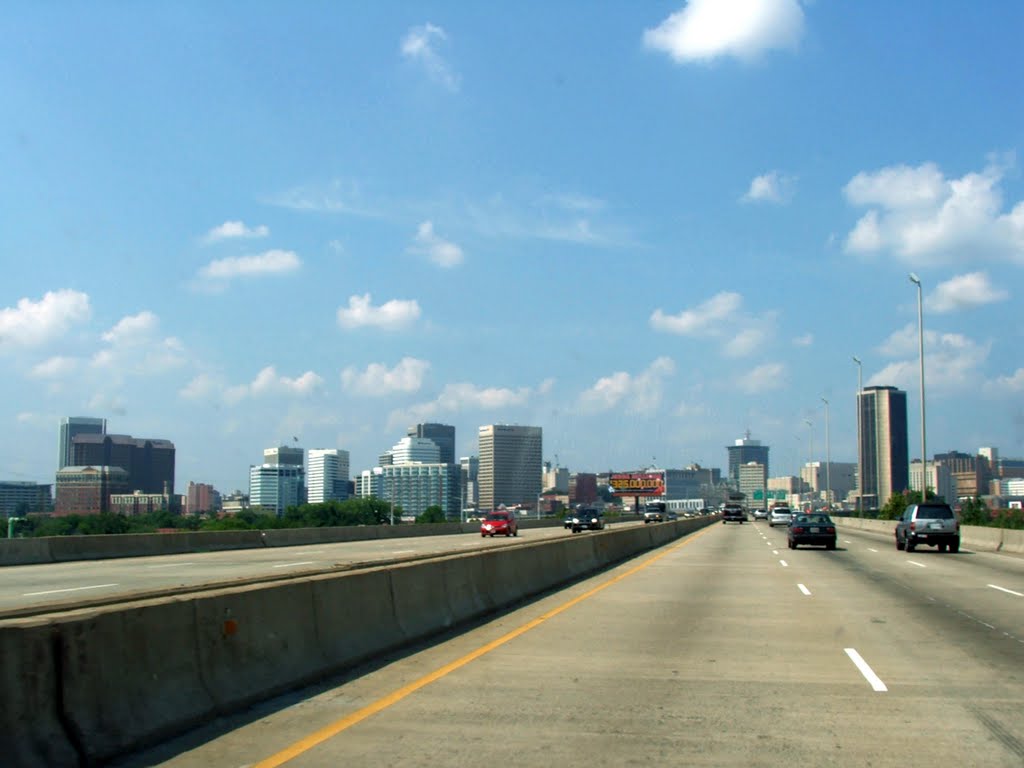 Richmond Virginia Skyline From James River Bridge on I-95, 8-26-2009