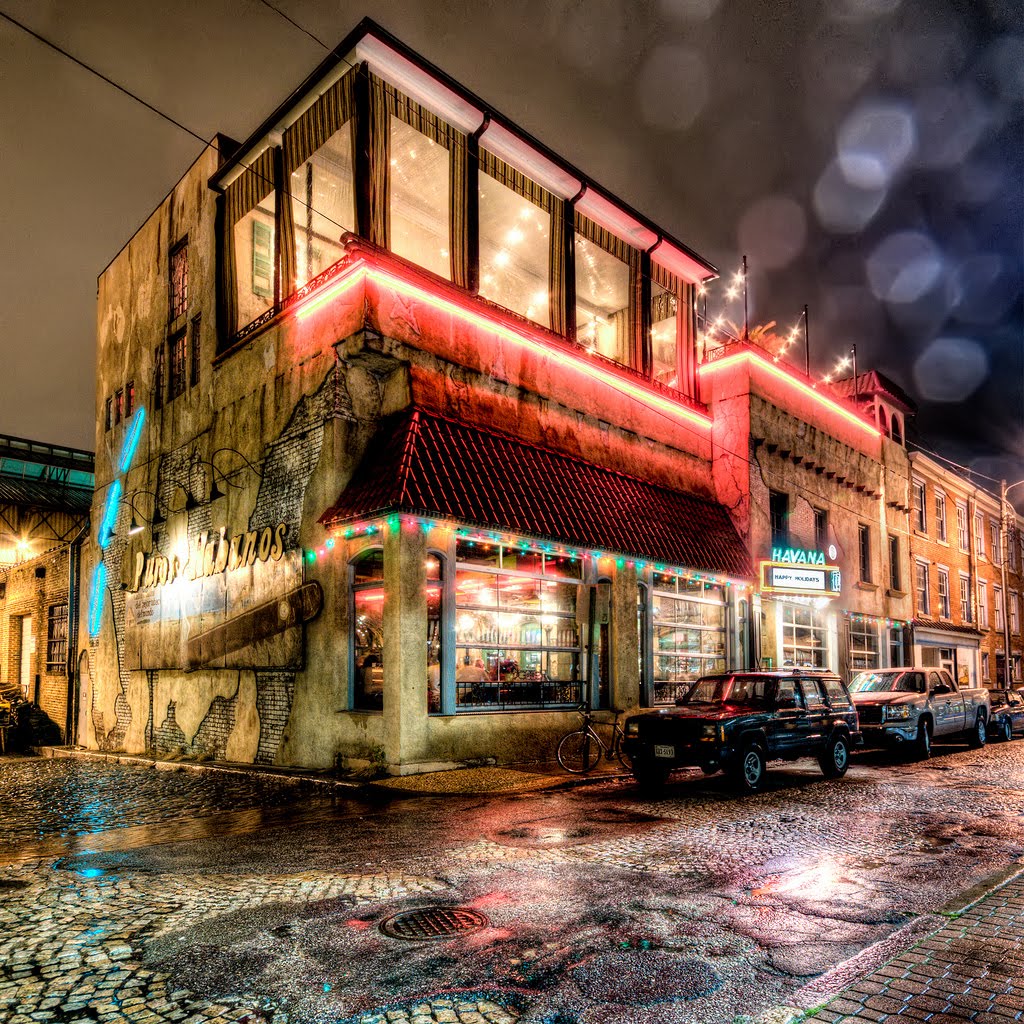Havana 59 in the Rain Wish I could say it was Havana Cuba but it is in the rain which added a lot of shine and dimension to this five exposure HDR night image. f/8.0, FL 10 mm, ISO 800. Richmond Virginia