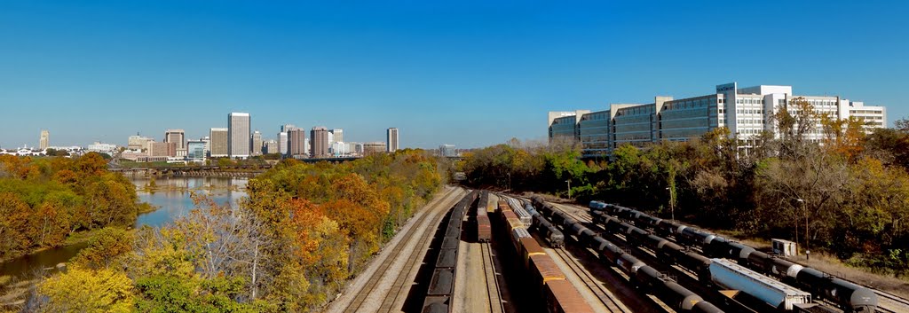 City Skyline, River and Coal Trains - Richmond VA.