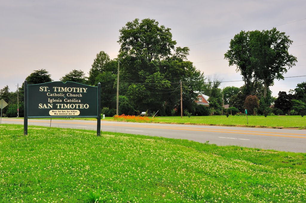 VIRGINIA: ESSEX COUNTY: TAPPAHANNOCK: St. Timothy Catholic Church, 708 Church Lane (U.S. Route 17) road sign