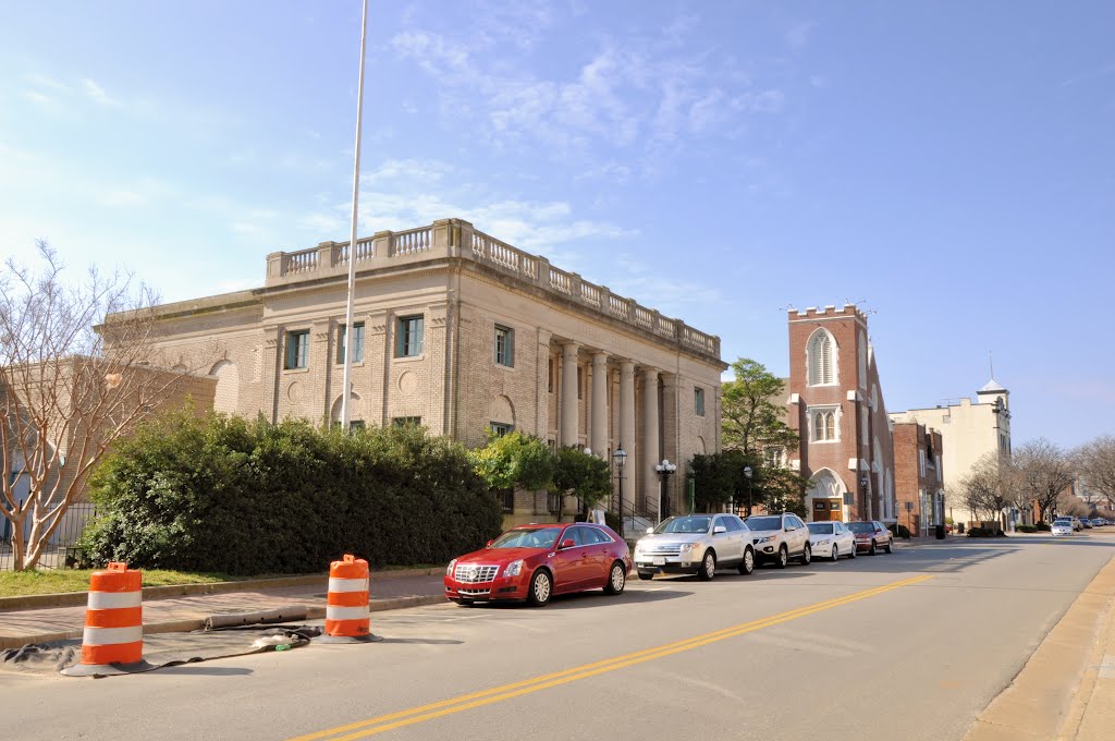 VIRGINIA: HAMPTON: The Old Main Post Office (decommissioned) on QueensWay with Orange Barrels 2012