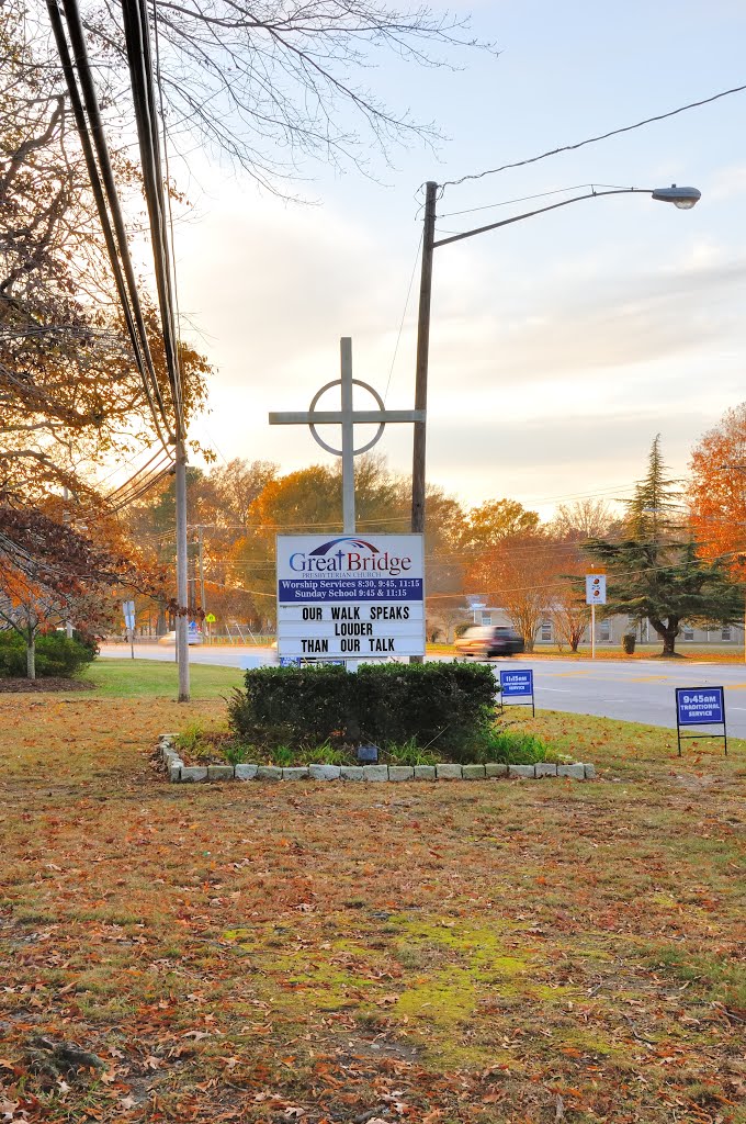 VIRGINIA: CITY OF CHESAPEAKE: Great Bridge Presbyterian Church, 333 Cedar Road road sign