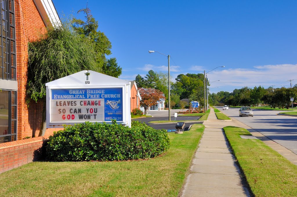 VIRGINIA: CHESAPEAKE: Great Bridge Evangelical Free Church, 173 Mt. Pleasant Road road sign
