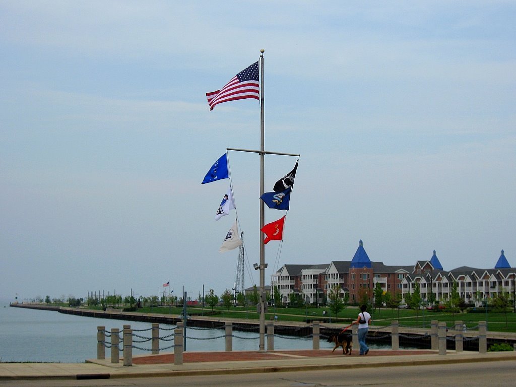 Flags at Kenosha Harbor