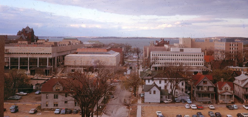 University of Wisconsin - 1967.  Left to Right: Humanities Building, Elvehjem Building, Extension Building, Memorial Library in the Background.