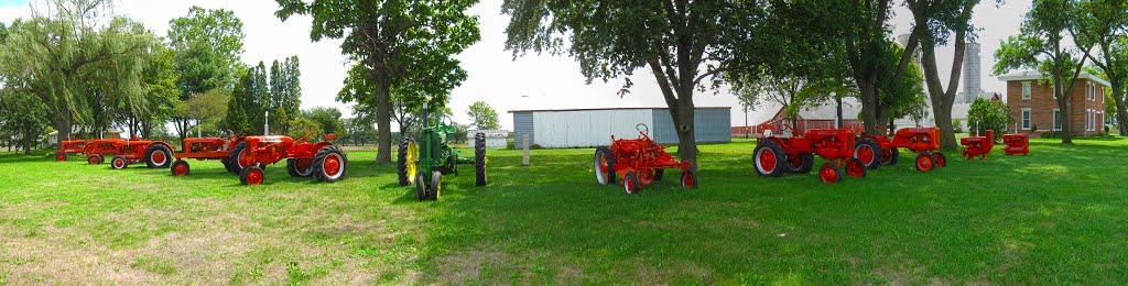 Roadside display of old tractors near Albany, WI.