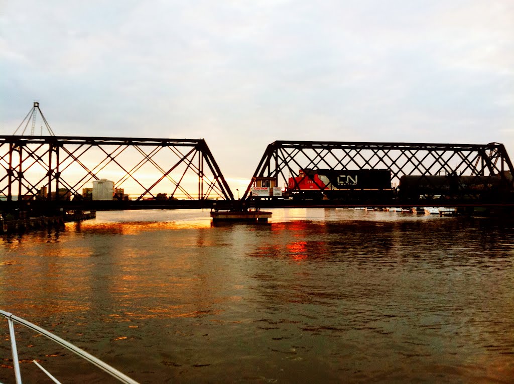 Sunset at the old train bridge