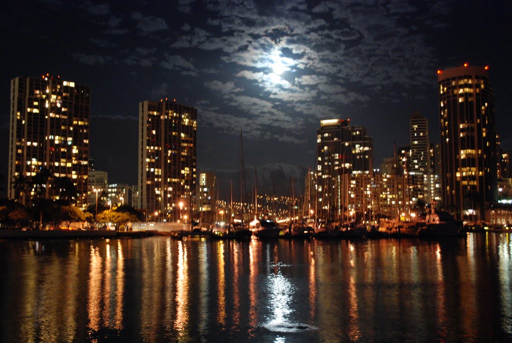 Honolulu skyline at night