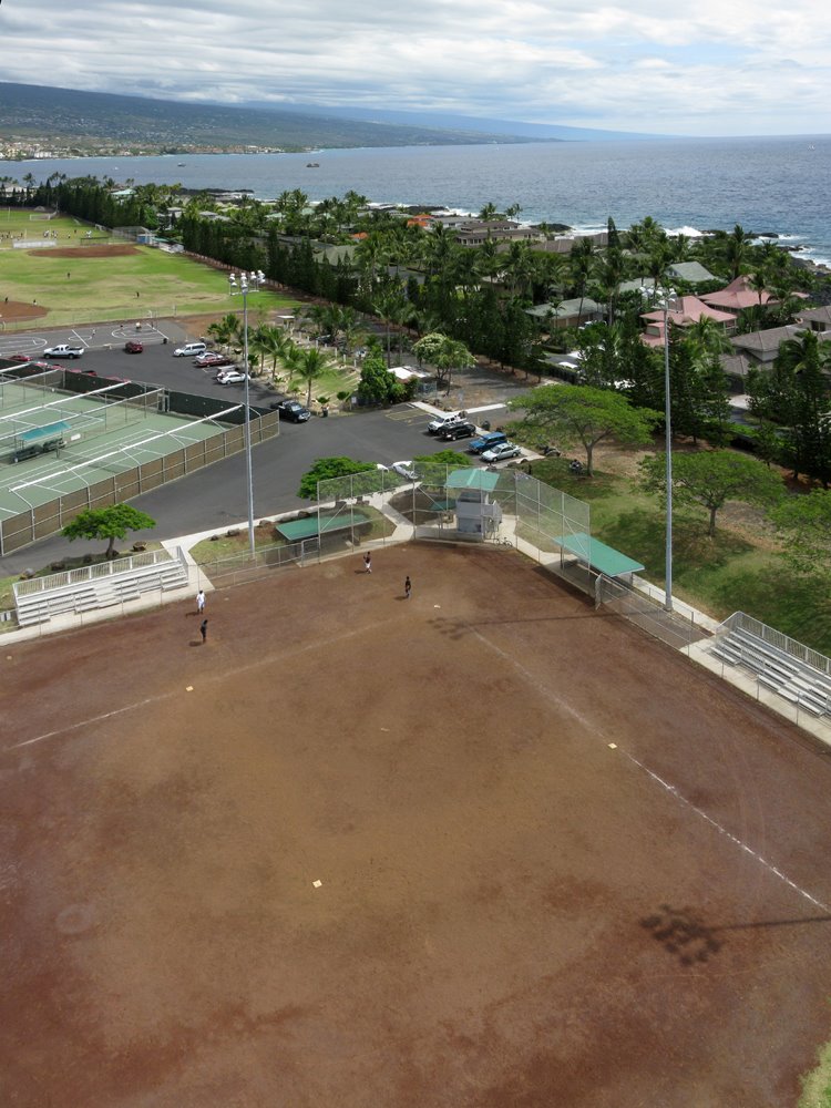 Old Kona Airport Park Baseball Diamond, taken from a kite