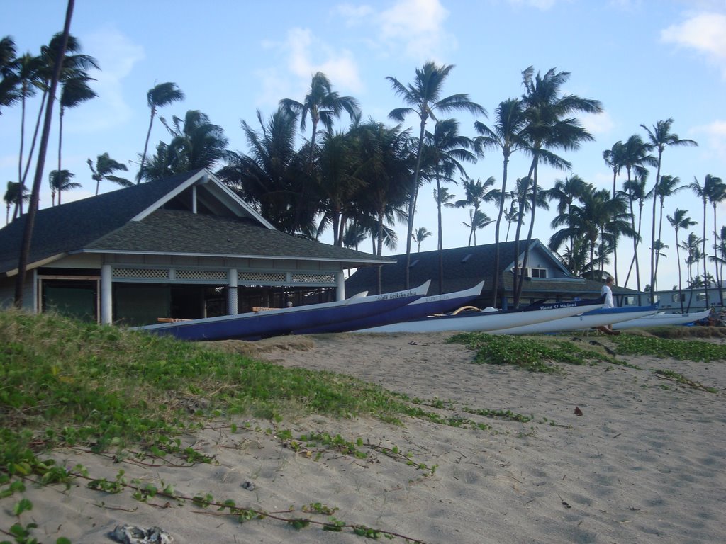 Canoes at Kahului Harbor in Maui, HI