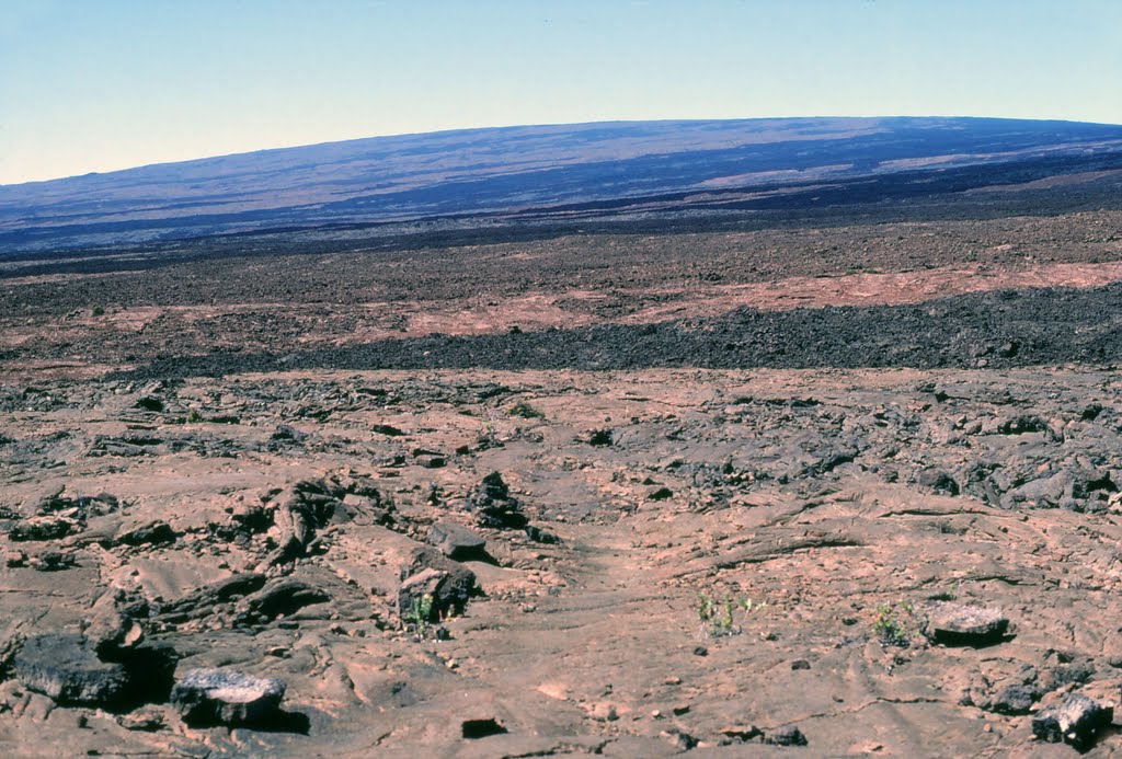 Mauna Loa summit in distance from the NE rift zone trail.  The hike is 18 miles one way between the end of Mauna Loa Road and the summit cabin.