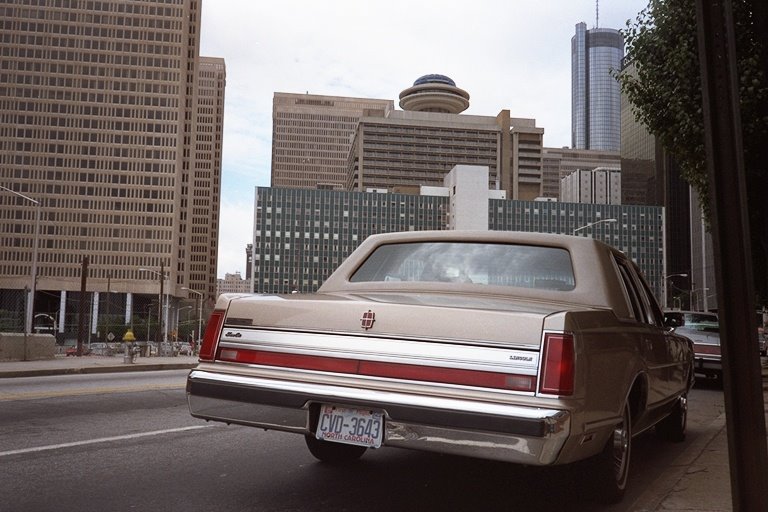 Car & skyline, Atlanta - 1989