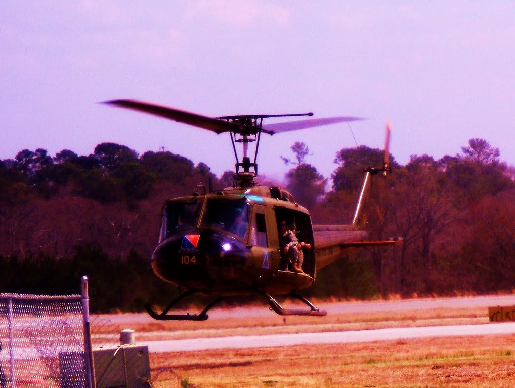 Huey helicopter in flight