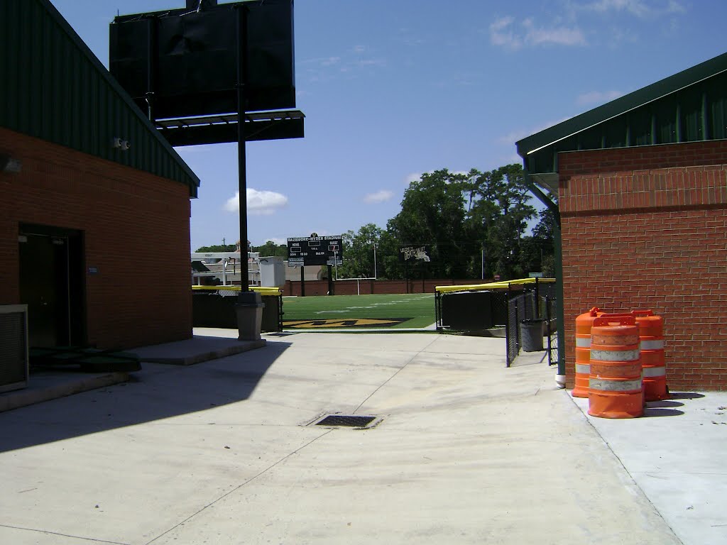 Looking in from the service entrance at Bazemore-Hyder Stadium
