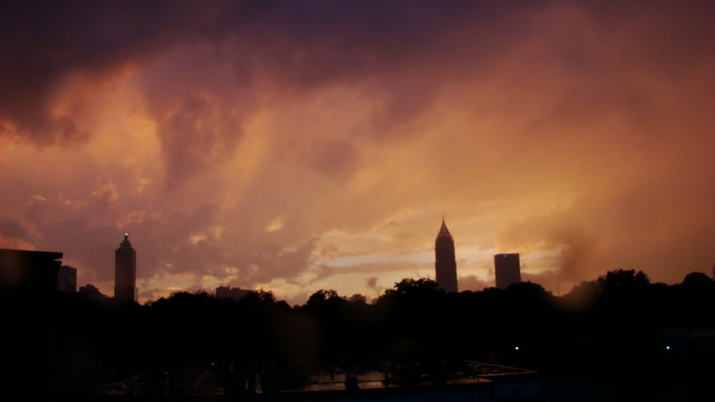 Fire Sky during a storm in Atlanta