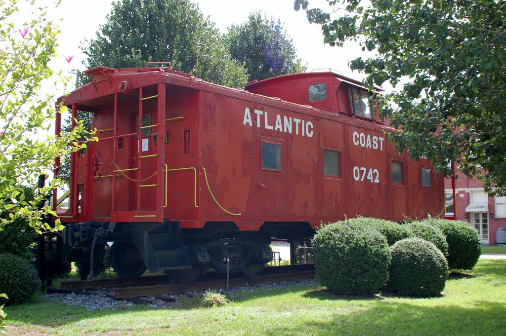 Atlantic Coast Line Railroad Caboose No. 0742 on display at Jesup, GA