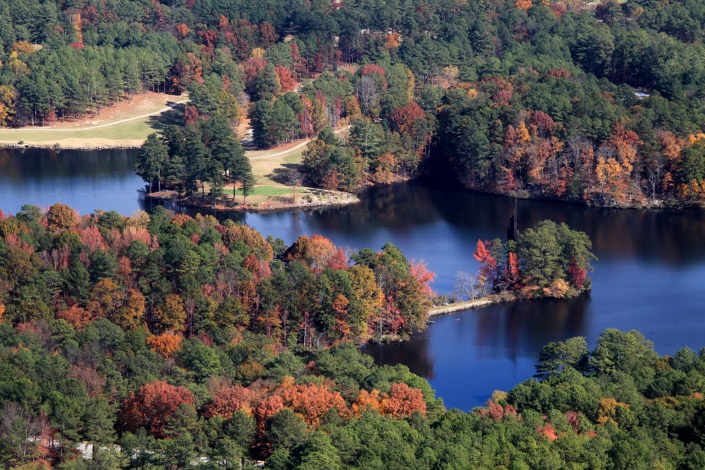 Carillon and Stone Mountain Lake in the Autumn, Georgia