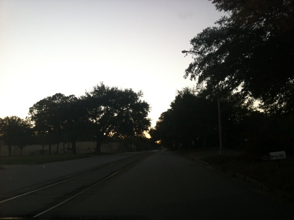 Railroad down center of the street