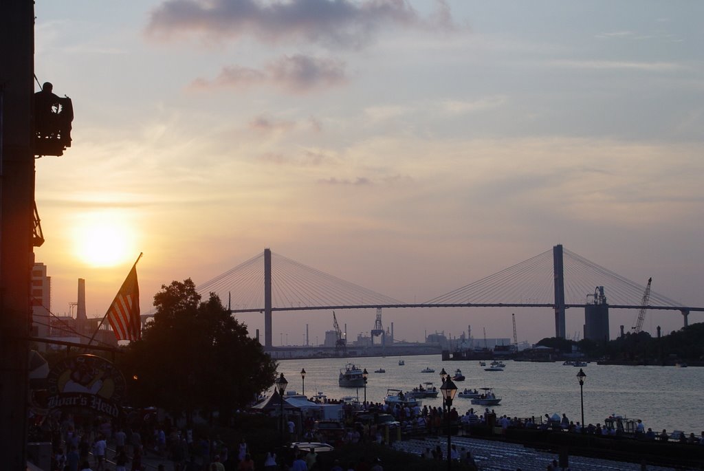 Sunset over the Savannah river & the Talmadge bridge, 4th of July (7-4-2009)