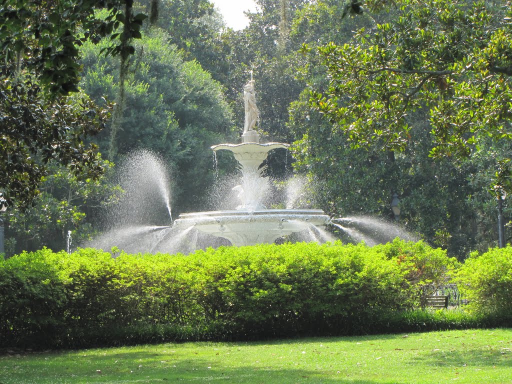 one of many beautiful fountains in the parks of Savannah, Georgia