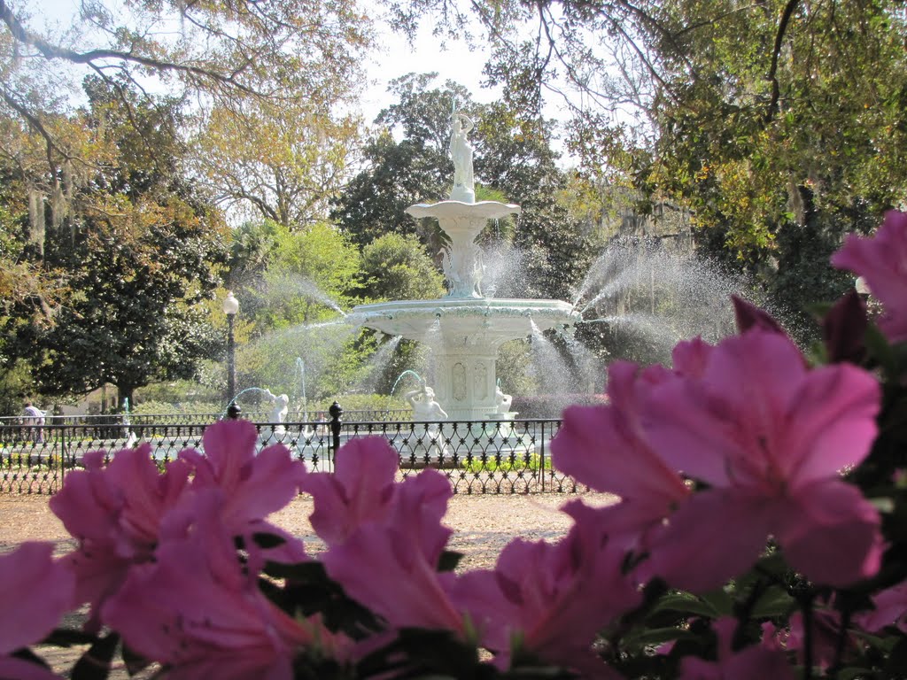 Spring time in the lovely Forsyth Park, Savannah, Georgia.....The millions of tourist who visit Savannah, rate this lovely park, and many others, as a "must see" when touring this beautiful, historic city.  Wide walkways, lined with many colorful flowers 