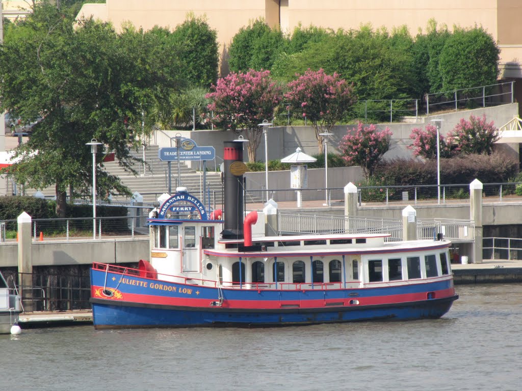 River boat docked along River Street,  Savannah, Georgia