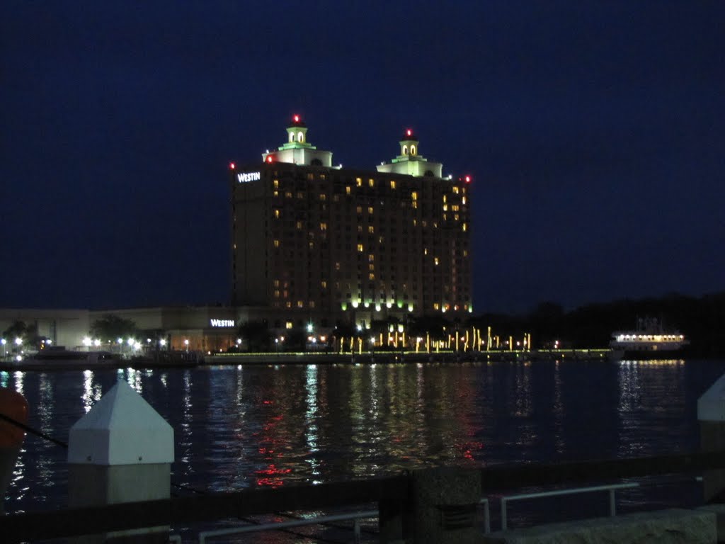 night view from River Street ...the Westin Hotel ...Savannah, Georgia