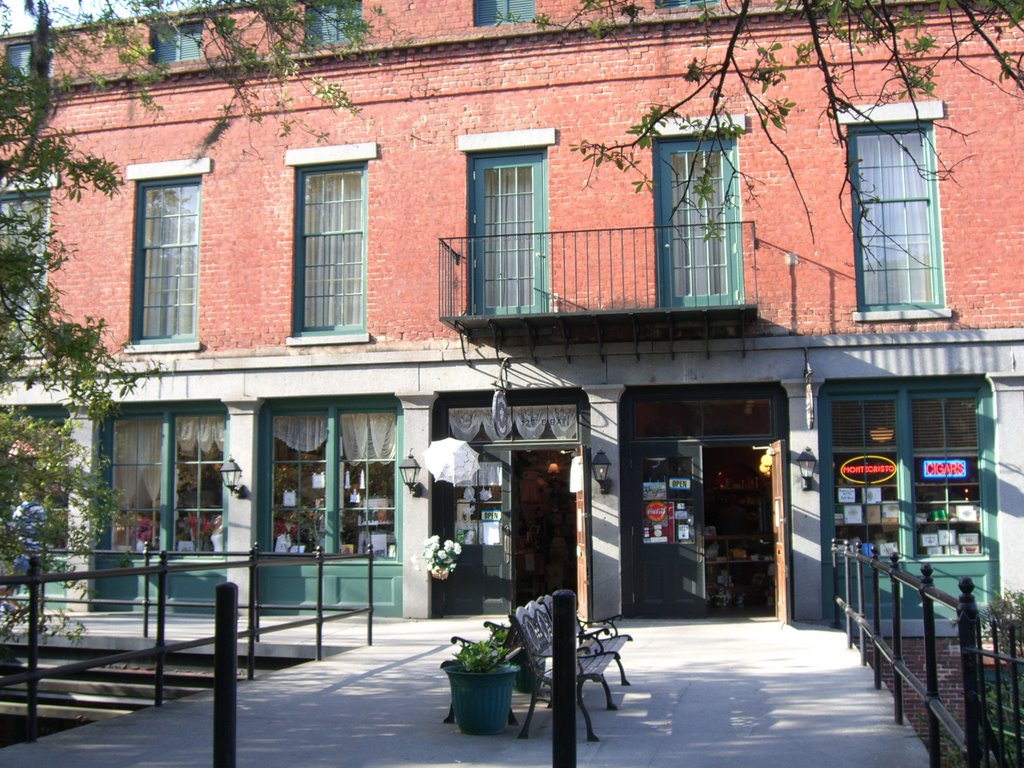 Shops on river Place Savannah GA USA