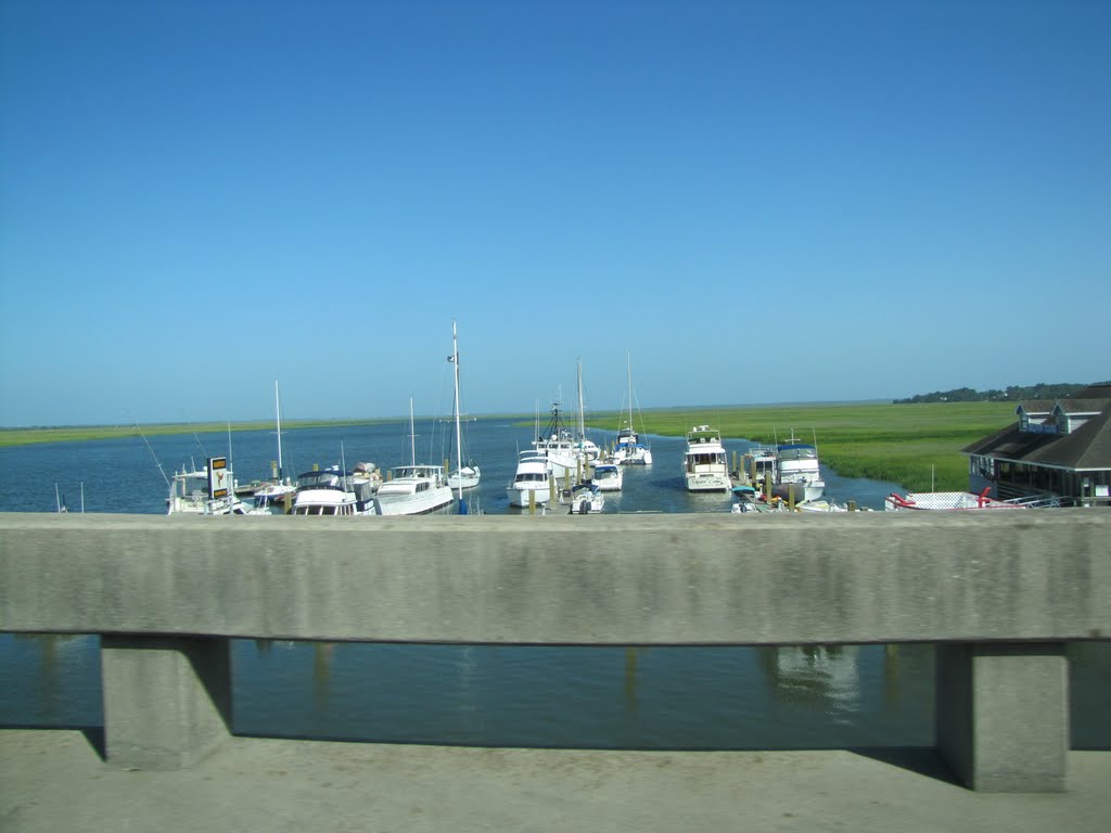 Thunderbolt Bridge, over inter-coastal water way..beginning the drive out to Tybee Island, Savannah, Georgia