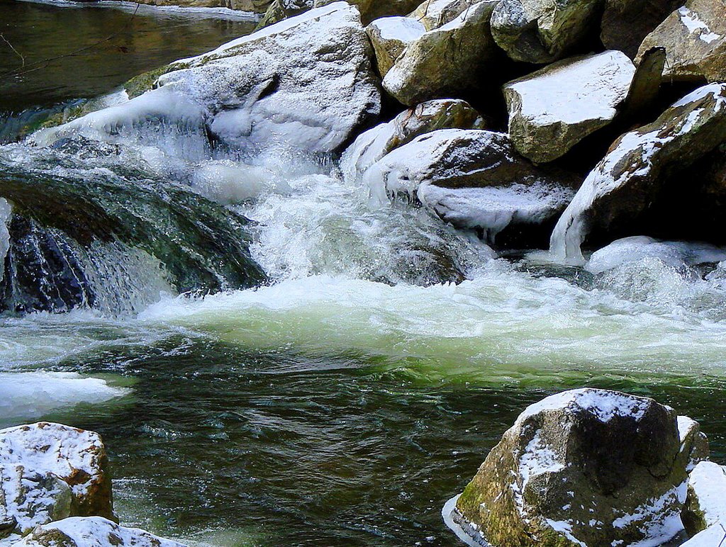 Icy Water of the Cullasaja River - February 4 ... © All Rights Reserved