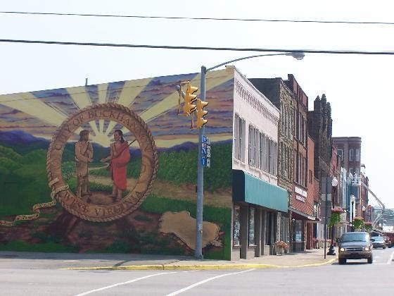 Buckhannon Mural, looking up Main Street, Buckhannon, Upshur County, West Virginia