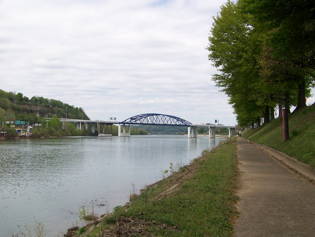 Eugene A. Carter Memorial Bridge Over the Kanawha River with the Patrick Street Bridge in the Background