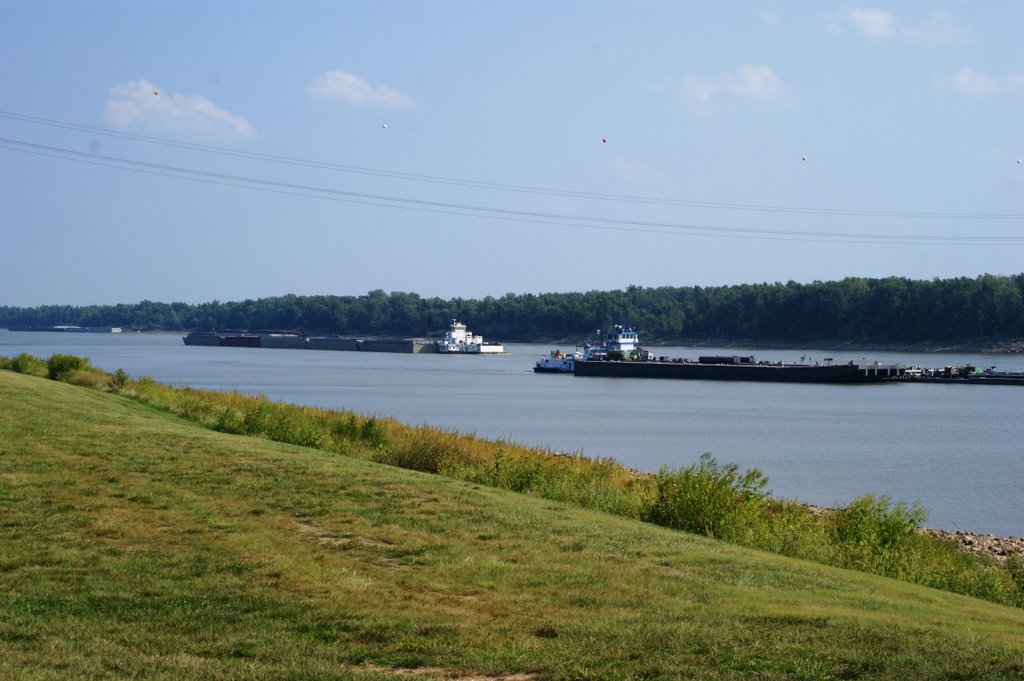 River Boats Passing On The Mighty Mississippi...One Headed North, The Other Headed South...