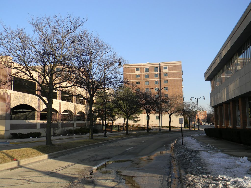 Street and Parking Garage in Des Plaines