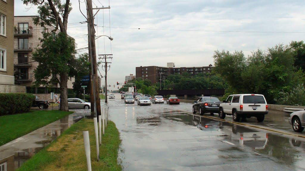 Cars on flooded street