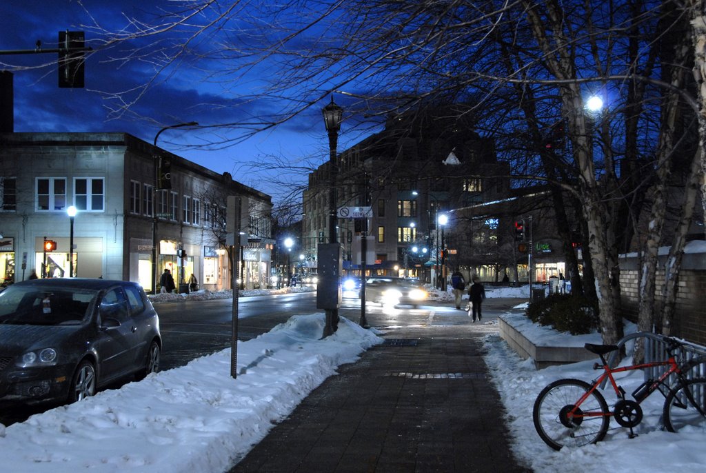 Downtown Evanston in winter